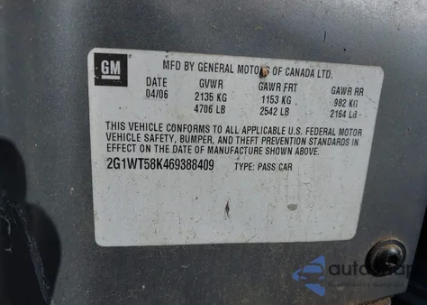 2006 Chevrolet Impala Lt from USA, damaged, VIN 2G1WT58K469388409